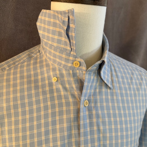 New Henry Jacobson Lg sea foam blue checked 100% cotton sport shirt - Picture 5 of 6